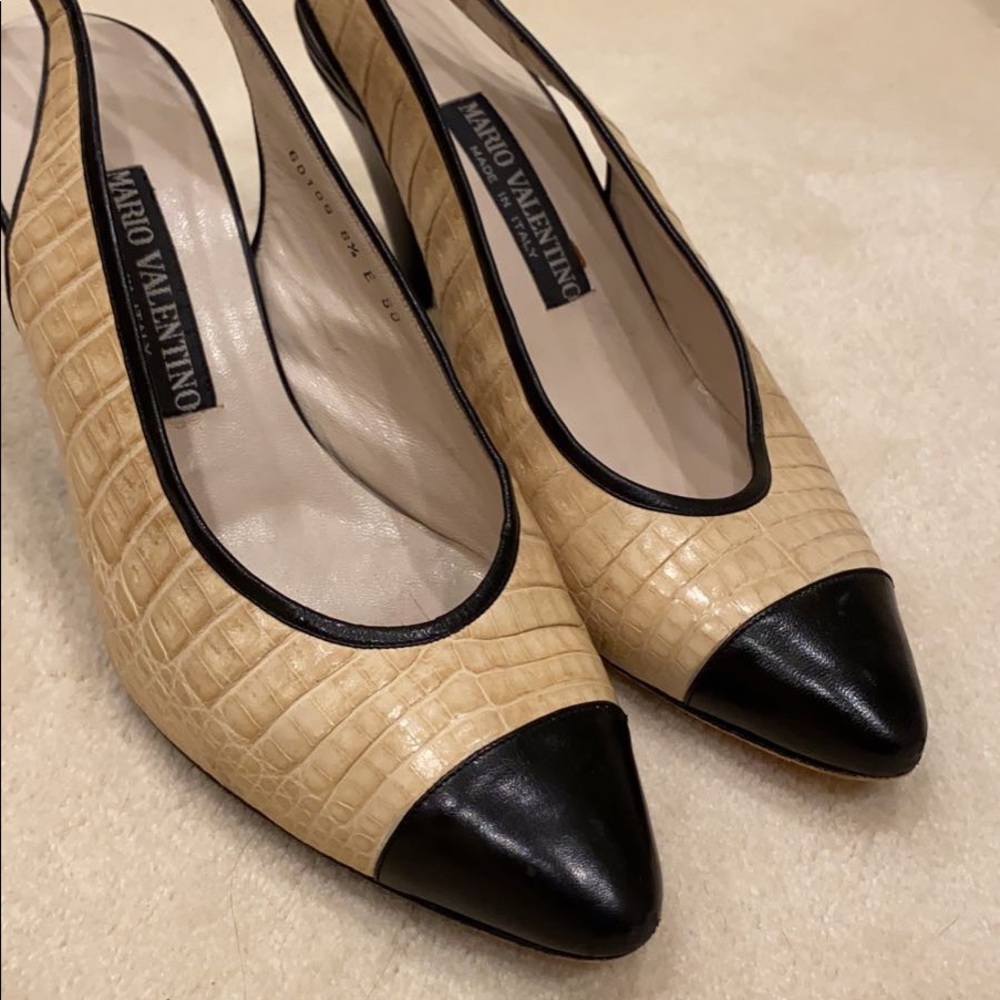 Mario Valentino Crocodile Slingback Heels - Picture 2 of 5